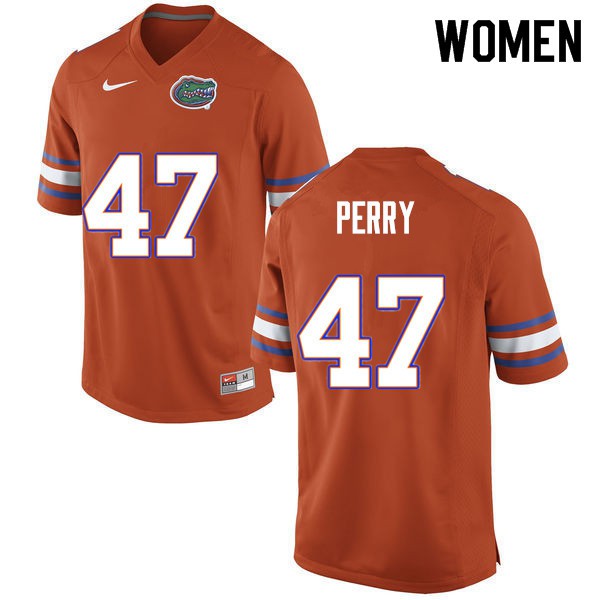 Women #47 Austin Perry Florida Gators College Football Jersey Orange